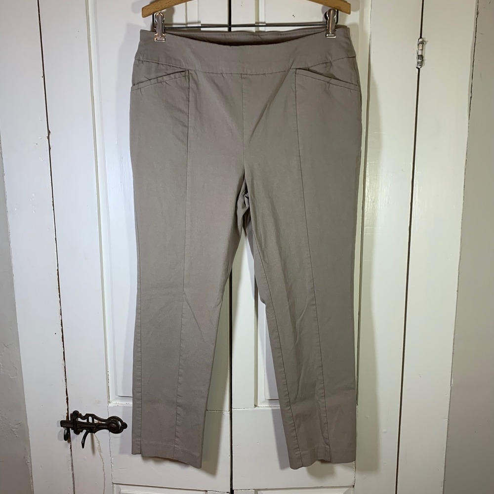 Chico's Taupe Stretch Pull-On Slim Trousers